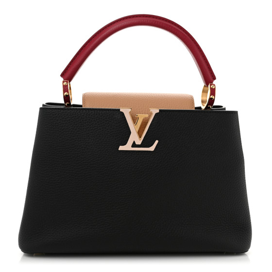 LOUIS VUITTON Taurillon Capucines MM Black Arizona Beige Ruby Red