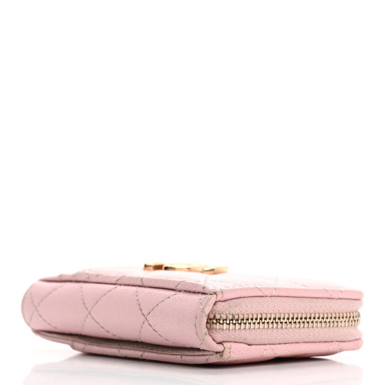 可愛い子のマストバイ_CHANEL_ジップ_カード_財布_コイン_ピンク CHANEL Caviar Quilted Studded CC Zip Card Holder Pink