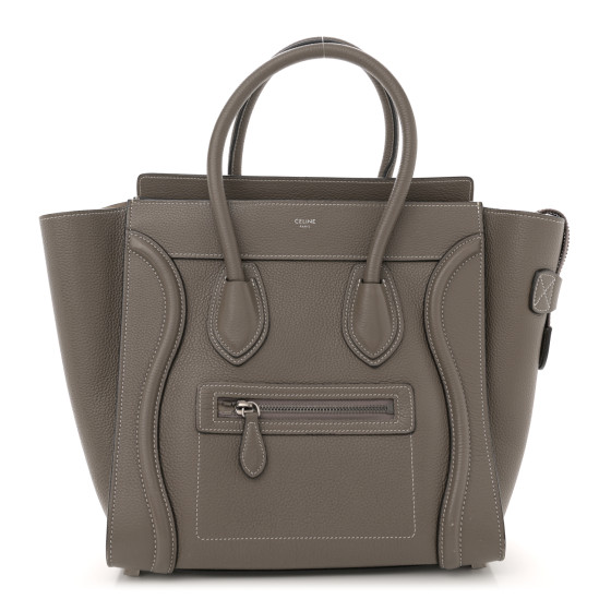 CELINE Drummed Calfskin Micro Luggage Souris