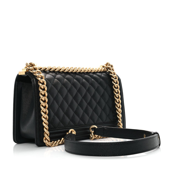 CHANEL Caviar Quilted Medium Boy Flap Black