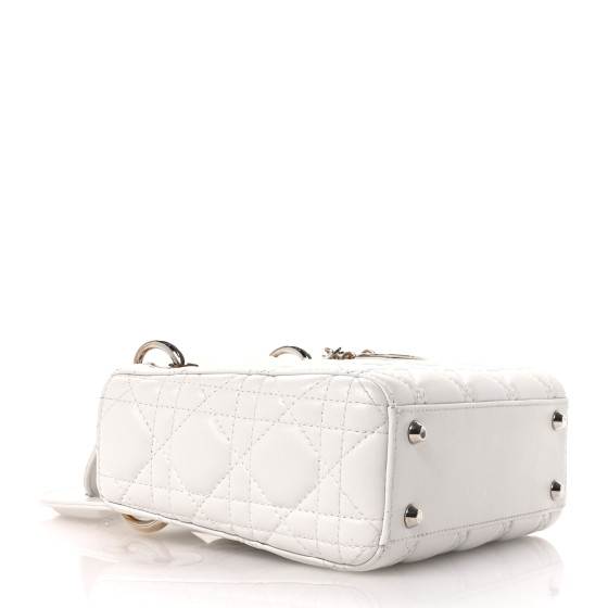 CHRISTIAN DIOR Lambskin Cannage Mini Lady Dior White 1676874