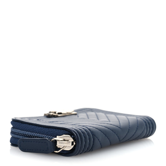 CHANEL Calfskin Chevron Quilted Zip Around Boy Coin Purse
