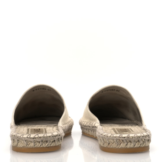 CHANEL Denim CC Espadrille Mules 37 White Black 1678439