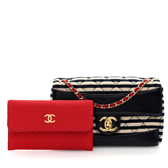 CHANEL Jersey Quilted Small Coco Sailor Flap Black White