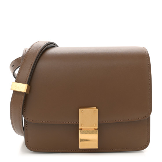 CELINE Smooth Calfskin Small Classic Box Flap Bag Camel