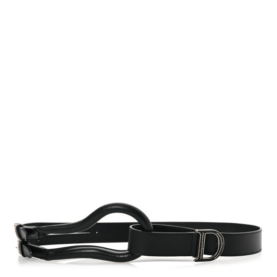 Christian DIOR ベルトEUR80 Christian Dior Black Leather Logo Wide Belt - size 80