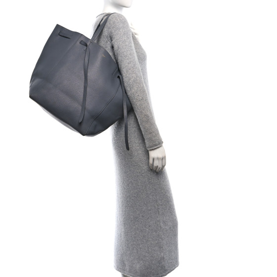 CELINE Soft Grained Calfskin Small Belt Cabas Phantom Medium Grey