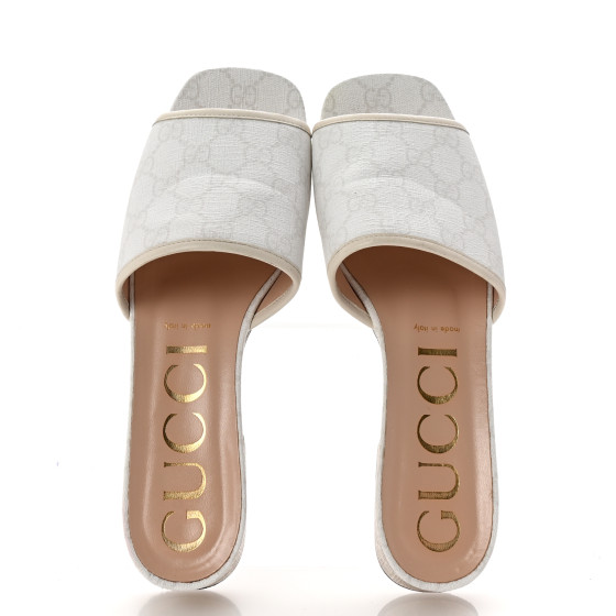 GUCCI GG Supreme Monogram Malaga Kid Platform Mule Sandals