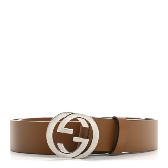 GUCCI Selleria Calfskin Mens Interlocking G 37mm Belt 85 34