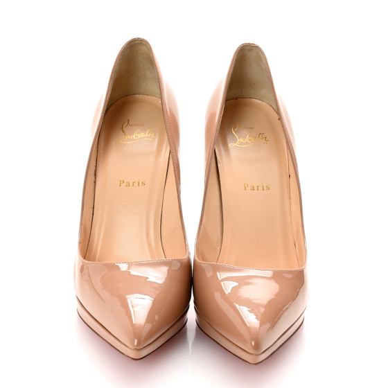 CHRISTIAN LOUBOUTIN Patent Pigalle Plato 120 Pumps 40.5 Nude