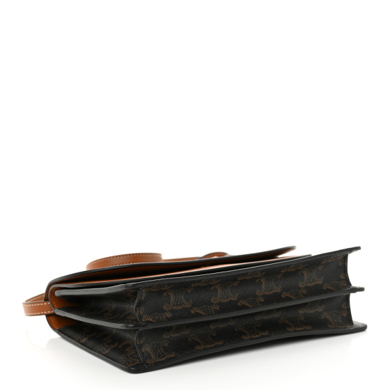 CELINE Triomphe Canvas Lambskin Wallet On Strap Tan 1682424