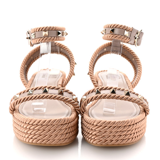 VALENTINO GARAVANI Calfskin Rockstud Rope Espadrille