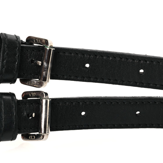 Christian Dior 黒 ベルト Christian Dior D Buckle Black Aged Leather Belt - Size 90