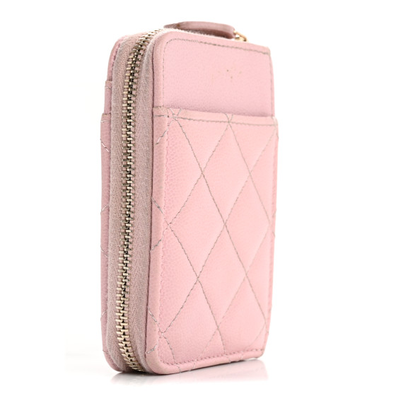 可愛い子のマストバイ_CHANEL_ジップ_カード_財布_コイン_ピンク CHANEL Caviar Quilted Studded CC Zip Card Holder Pink