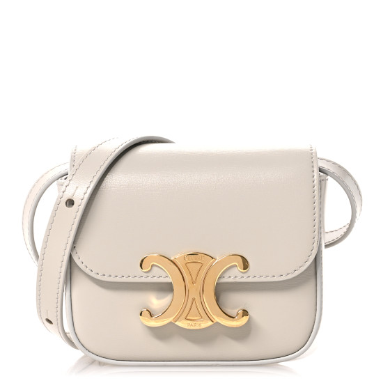 CELINE Shiny Calfskin Mini Triomphe Pebble