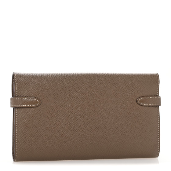 HERMES Epsom Kelly Longue Wallet Etoupe 1681381 | FASHIONPHILE