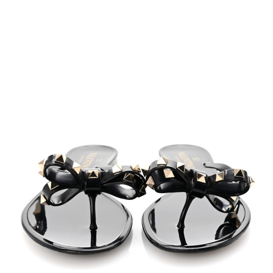VALENTINO GARAVANI PVC Jelly Rockstud Bow Thong Sandals 38