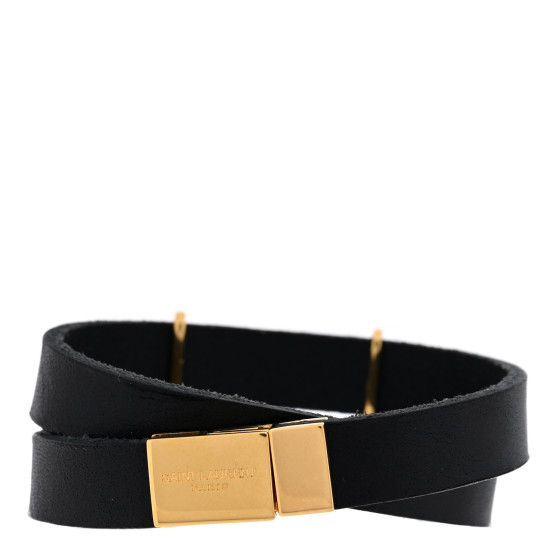 【送料&関税込】Saint Laurent Opyum Double Wrap Bracelet - U SAINT LAURENT Calfskin Opyum Double Wrap Bracelet Black