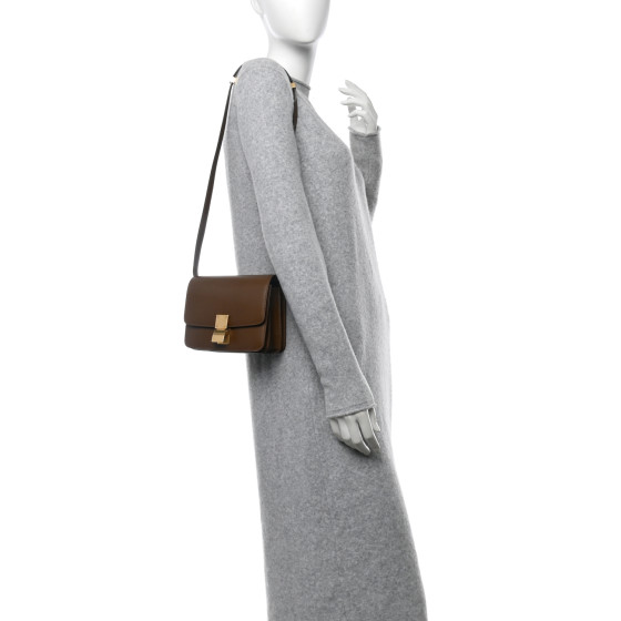 CELINE Smooth Calfskin Small Classic Box Flap Bag Camel