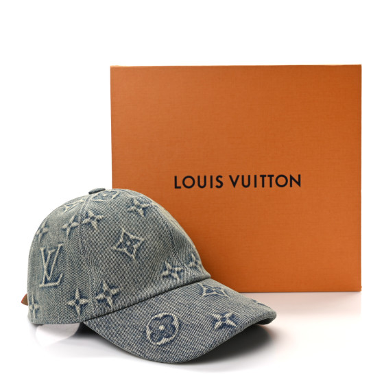 LOUIS VUITTON Monogram Washed Denim Cap M Blue 1487919