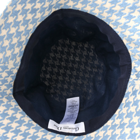 CHRISTIAN DIOR Pied De Poule Bucket Hat 59 Blue White