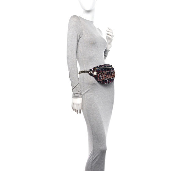 【みな】 CHANEL Tweed Quilted Chain 20s Signe Waist Bag Multicolor
