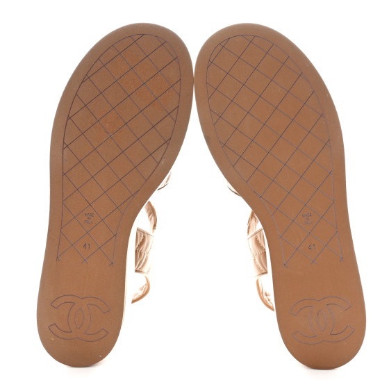 カジュアルでも光る上質感【CHANEL】Sandals GrainedCalfskin CHANEL Lambskin Quilted CC Platform Sandals 41 Beige 1422736