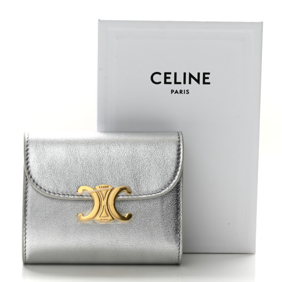 【CELINE】WALLET Celine Black Triumph Embossed Calf Zipped Long Wallet