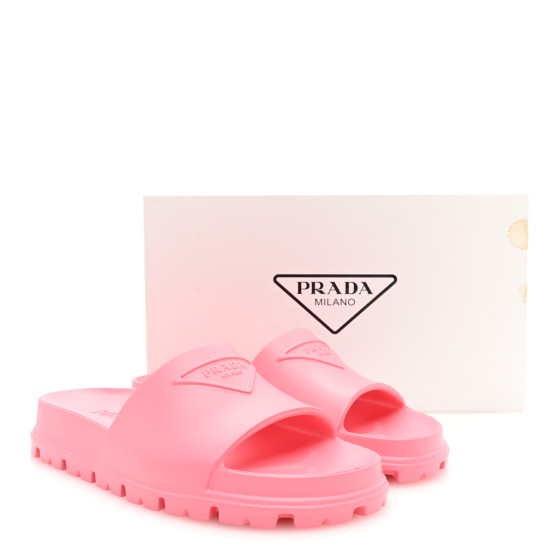 PRADA EVA Rubber Triangle Logo Embossed Womens Lug Sole 20mm