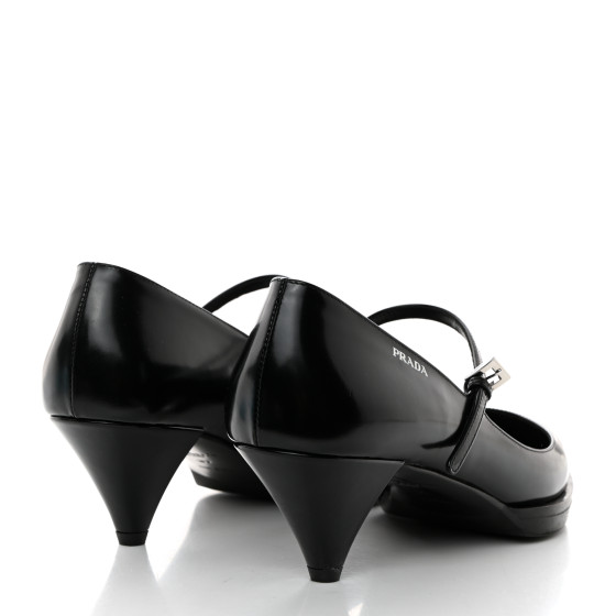 PRADA Spazzolato Mary Jane 45mm Pumps 37 Black 1542938