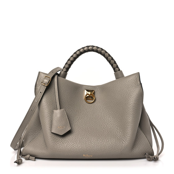 MULBERRY Heavy Grain Iris Tote Powder Grey Dark Clay 1463524