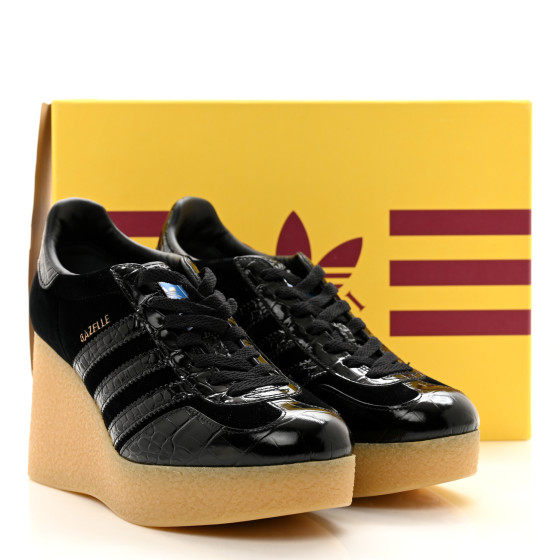 GUCCI X ADIDAS Velvet Crocodile Embossed Gazelle Wedge
