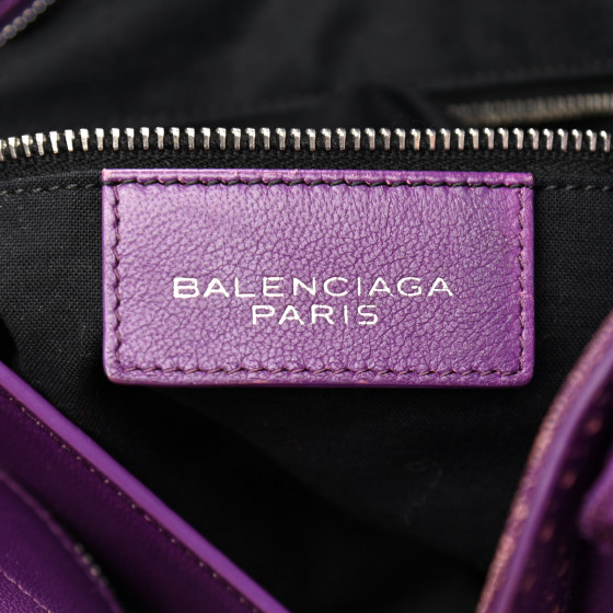 BALENCIAGA Agneau Classic Silver Hardware Riva Velo Purple