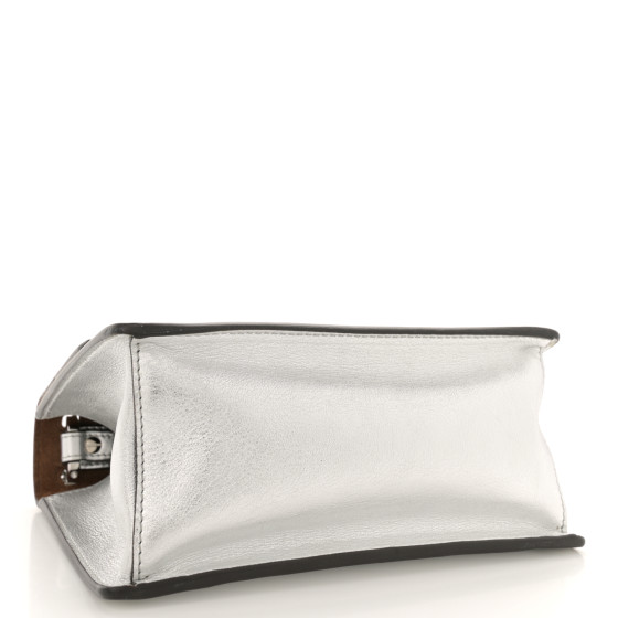 FENDI Agnello Old Shine Small Kan U Shoulder Bag Silver