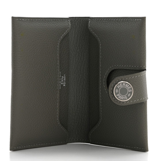 HERMES Evercolor RMS Card Holder Gris Meyer 1611283
