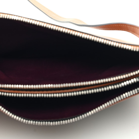 LOEWE Calfskin Gate Double Zip Pouch Crossbody Black Brown