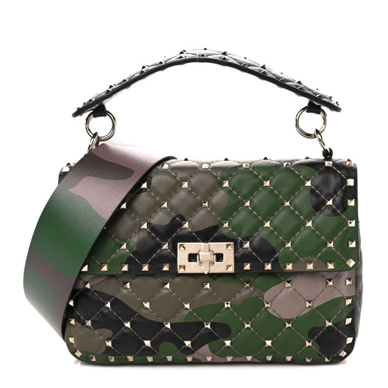 VALENTINO GARAVANI Nappa Camouflage Medium Rockstud Spike