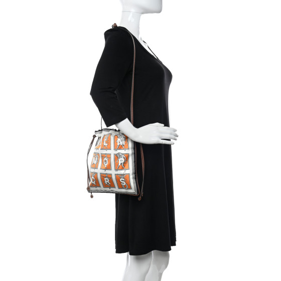 BURBERRY Satin Mythical Alphabet Drawstring Pouch Orange