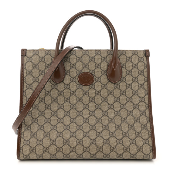☆人気【GUCCI】☆Interlocking G Beige Ebony Supreme☆ GUCCI GG Supreme Monogram Textured Calfskin Retro