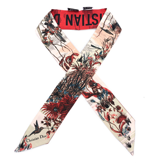 CHRISTIAN DIOR Silk Toile De Jouy Mitzah Scarf Red 1603621