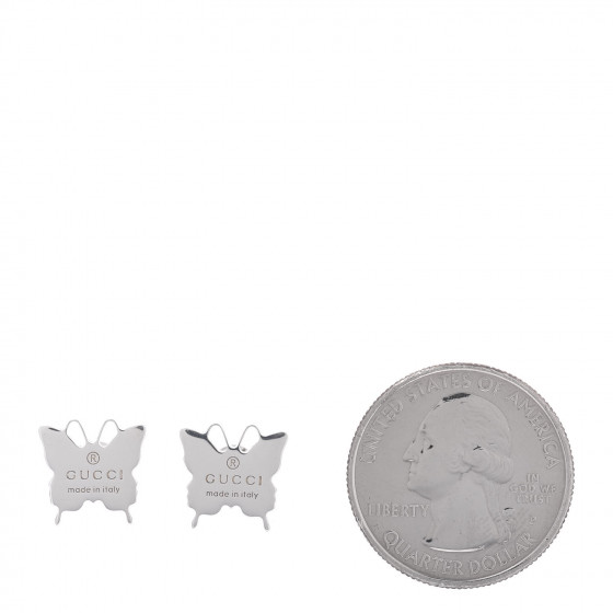 GUCCI★素敵！STERLING SILVER LOGO BUTTERFLY STUD Earrings 🆕️ Authentic GUCCI .925 STERLING SILVER LOGO BUTTERFLY