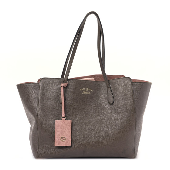 GUCCI Dollar Calfskin Medium Swing Tote Grey Field Soft Pink