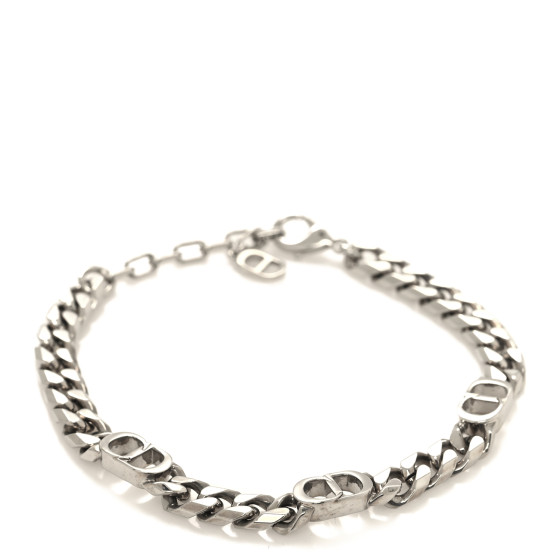 CHRISTIAN DIOR CD Icon Thin Chain Bracelet Silver