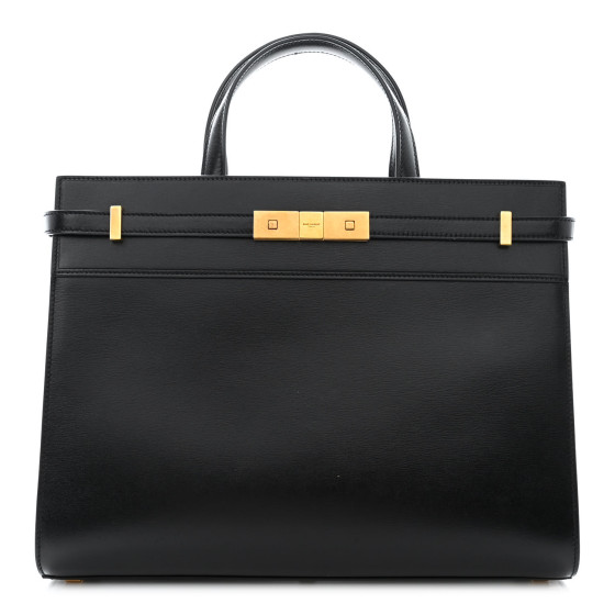 SAINT LAURENT Calfskin Small Manhattan Shopper Tote Black