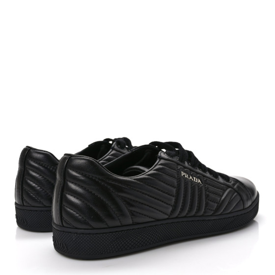 PRADA Nappa Diagramme Womens Low Top Sneakers 39.5 Black