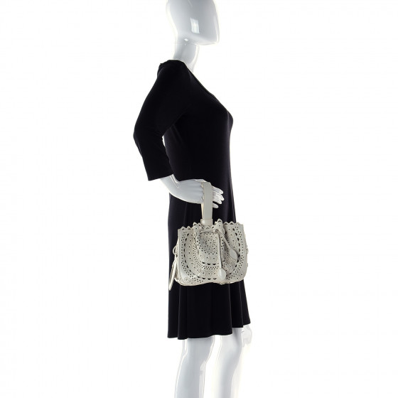 ALAIA Calfskin Laser Cut Floral Studded Rose-Marie 19 Bag