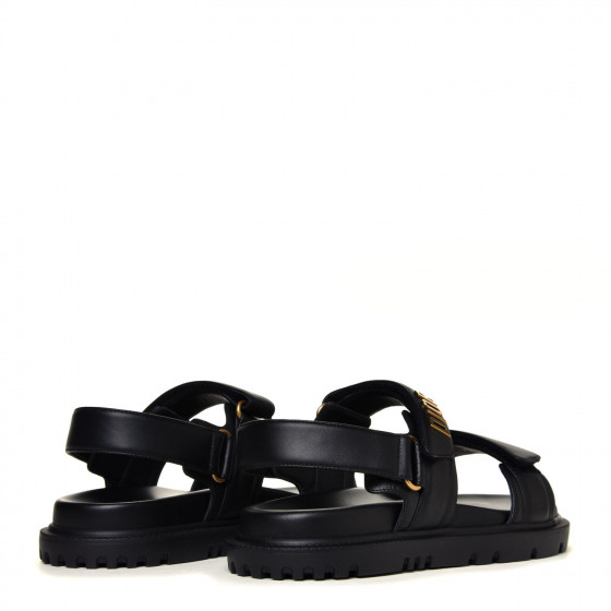 CHRISTIAN DIOR Lambskin Dioract 10mm Sandals 38.5 Black