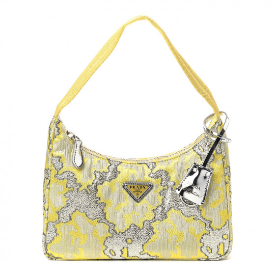 PRADA Broccato Mini Re-Edition 2000 Bag Limone Lurex 861982