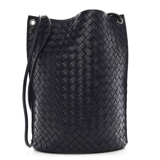 BOTTEGA VENETA Nappa Intrecciato Medium Knot Bucket Bag Navy