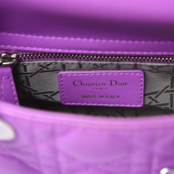 CHRISTIAN DIOR Lambskin Cannage Mini Lady Dior Purple 291721